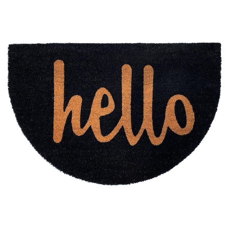 Configuracion 24 x 36 in. Arch Hello Semicircle Doormat Black & Natural CO3287596